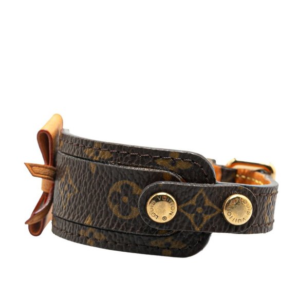 LOUIS VUITTON Brown Monogram Leather Charm Bracelet